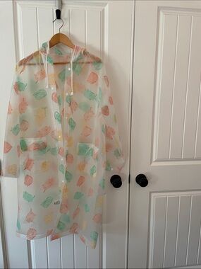 Pusheen Transparent Raincoat with Pastel Pusheen Print (Green, Pink, Yellow)